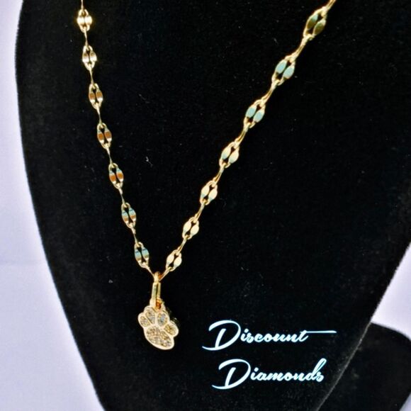 14K Gold over 925 Sterling Silver Dog's Paw Necklace - Picture 1 of 5